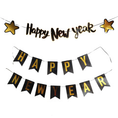 Wholesale New Design Large Size Black Gold Happy New Year 2022 Paper Banner