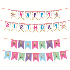 Kid Birthday Party Supplies Baby Shower Decoration New Paper Bunting Banners Flags Happy Birthday Banner