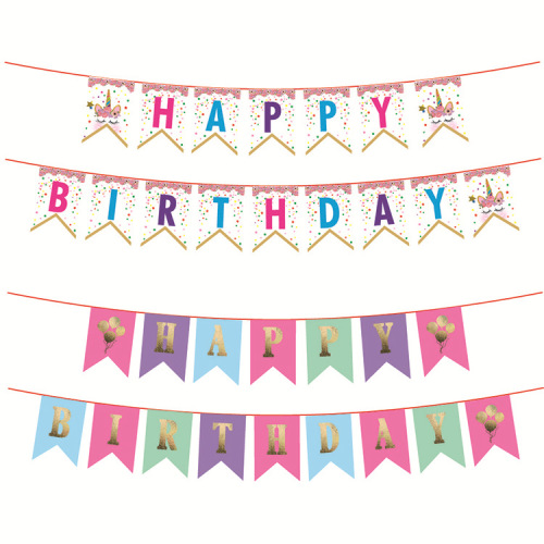 Kid Birthday Party Supplies Baby Shower Decoration New Paper Bunting Banners Flags Happy Birthday Banner