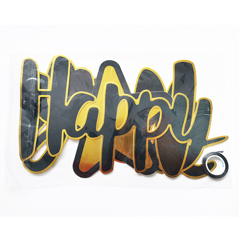 Wholesale New Design Large Size Black Gold Happy New Year 2022 Paper Banner