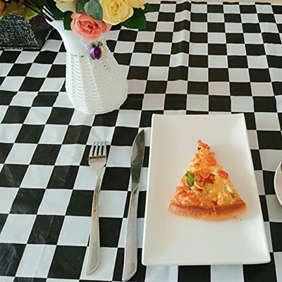 Party Decoration Black and White Tartan Plaid Race Car Paper Tableware Set 24 Guest Kid Birthday Party Customized