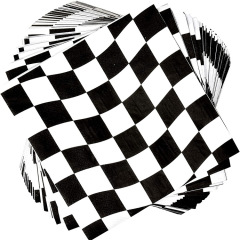 Party Decoration Black and White Tartan Plaid Race Car Paper Tableware Set 24 Guest Kid Birthday Party Customized