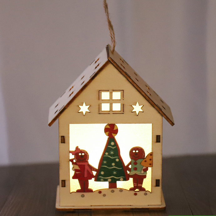 Wholesale Christmas Pendant Mini Wood House Decoration For Gift