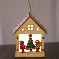 Wholesale Christmas Pendant Mini Wood House Decoration For Gift