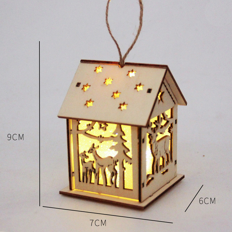 Wholesale Christmas Pendant Mini Wood House Decoration For Gift