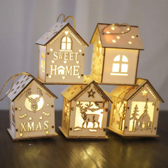 Wholesale Christmas Pendant Mini Wood House Decoration For Gift