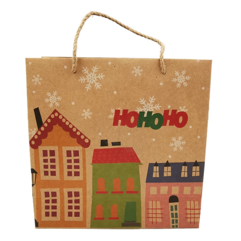 Kraft Paper Gift Bags Snowflakes Merry Christmas Candy Cookie Packaging Bag Boxes 2022 New Year Party Natal Kids Favors