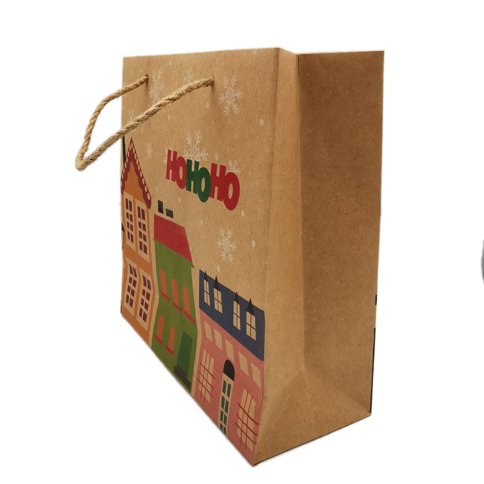 Kraft Paper Gift Bags Snowflakes Merry Christmas Candy Cookie Packaging Bag Boxes 2022 New Year Party Natal Kids Favors