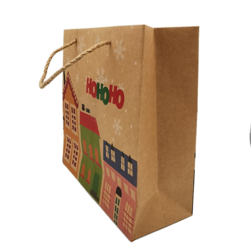 Kraft Paper Gift Bags Snowflakes Merry Christmas Candy Cookie Packaging Bag Boxes 2022 New Year Party Natal Kids Favors