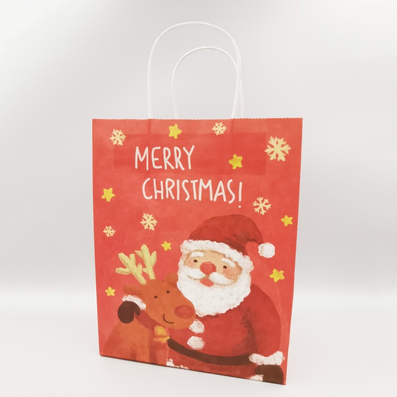 Tote Bag Kraft Paper Bag Storage Gift Packaging Christmas Gift Paper Bag Red Handbag
