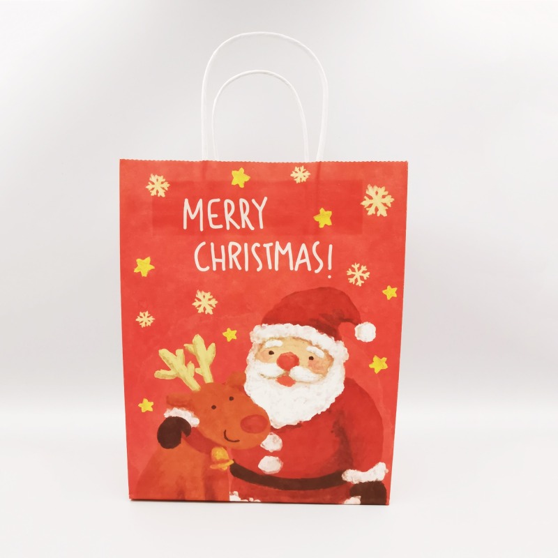 Tote Bag Kraft Paper Bag Storage Gift Packaging Christmas Gift Paper Bag Red Handbag