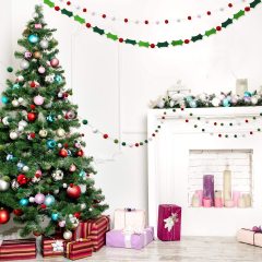 Felt Ball Garland Felt Banner Holiday Holly and Berries Felt Banner Pom Pom Garland