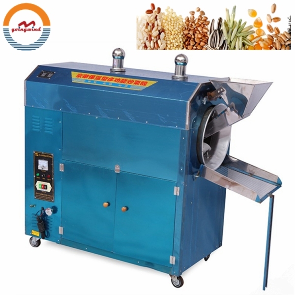 Automatic Small Grain Roasting Machine Auto Mini Electric Gas Grains Kernel Rotating Drum Roaster Peanut Roasters for Sale