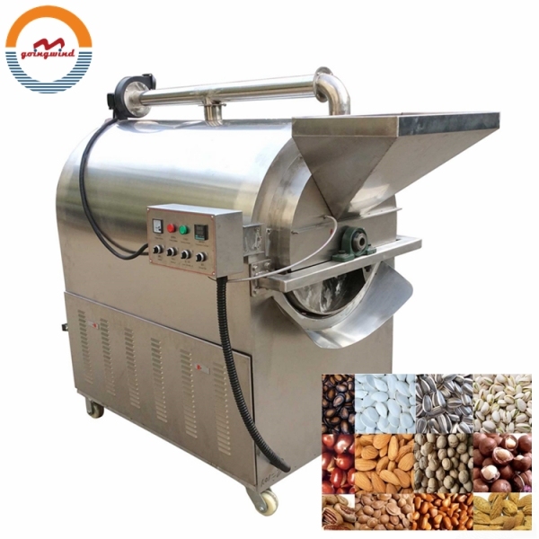 Automatic Commercial Nuts and Seeds Roasting Machine Auto Industrial Electric Gas Nut Seed Rotary Drum Roaster for Sale