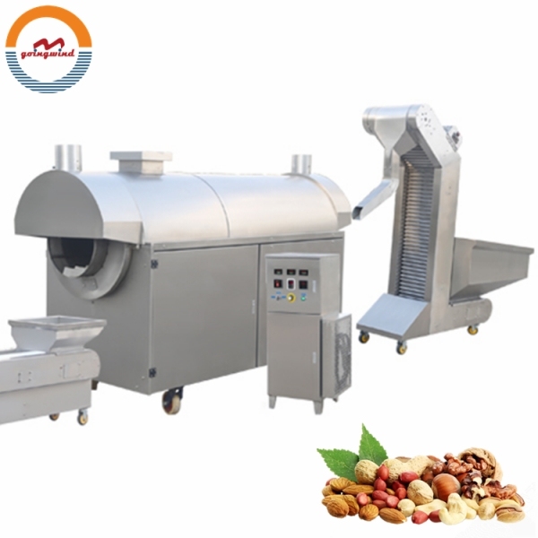 Automatic Continuous Nut Roasting Machine Auto Continous Cocoa Bean Dry Nuts Electric Gas Roaster Continues Roasters for Sale