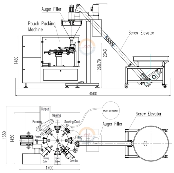 Automatic Zipper Pouch Powder Filling Packing Machine Zip Lock Stand up Paper Bag Doypack Flour Packaging Machinery for Sale
