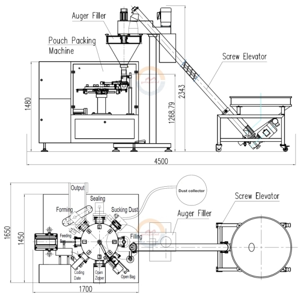Automatic Zipper Pouch Powder Filling Packing Machine Zip Lock Stand up Paper Bag Doypack Flour Packaging Machinery for Sale
