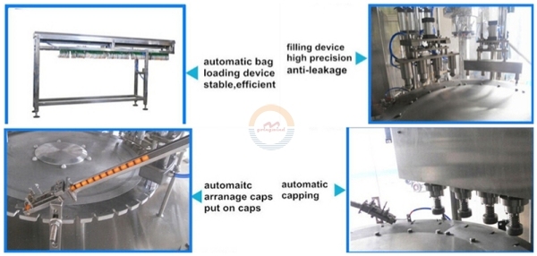 Automatic 4 Nozzles Stand up Pouch Filling and Sealing Packing Machine Auto Stand-up Spout Bag Juice Bagging Capping Machinery