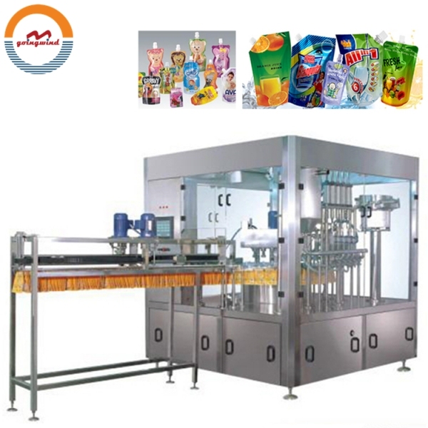 Automatic 4 Nozzles Stand up Pouch Filling and Sealing Packing Machine Auto Stand-up Spout Bag Juice Bagging Capping Machinery