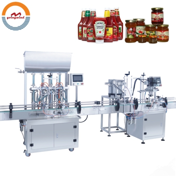 Automatic Garlic Ginger Paste Bottle Jar Filling Packing Machine Pesto Tomato Tabasco Sauce Master Foods Packaging Equipment