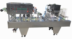 Automatic Jelly Cup Filling and Sealing Packing Machine Auto Small Liquid Pudding Mini Jello Plastic Cup Packaging Line for Sale