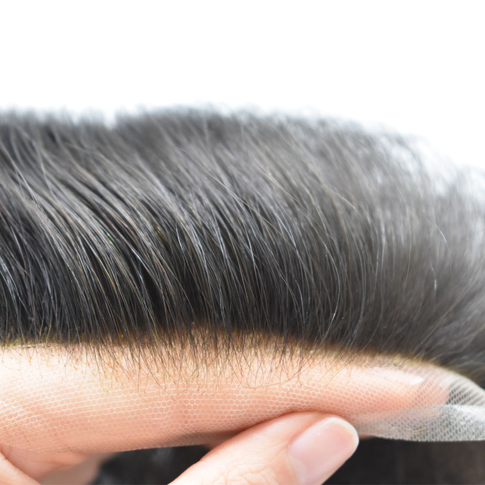 Malelionhair Toupee For Men French Lace Front Bleached Knots And Clear PU Human Hair System For Men Q6