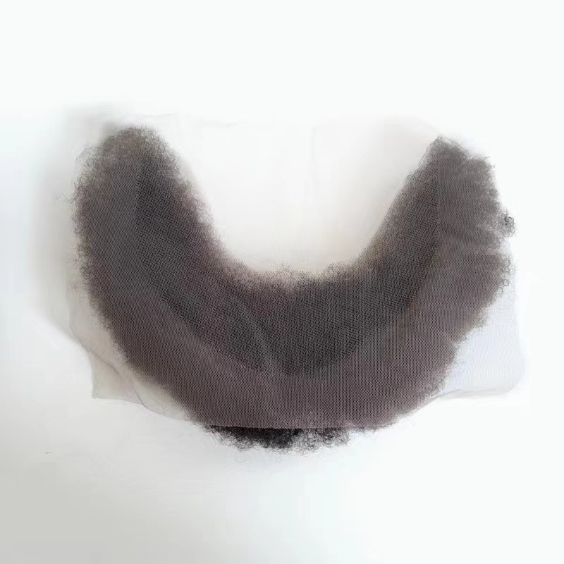 Malelionhair Afro False Beard Units Weave Mustaches Stock Soft Lace Base Easy To Tape For Men