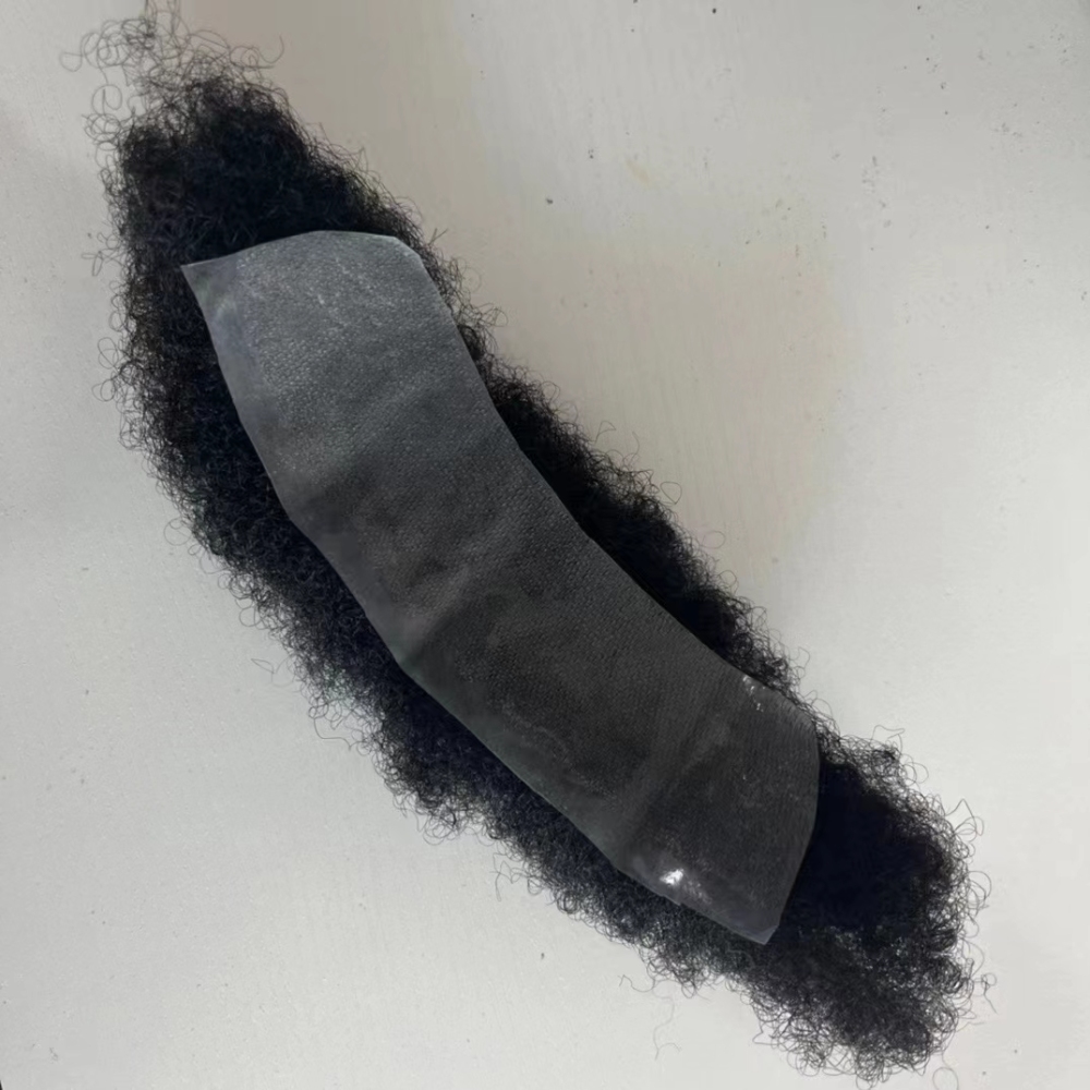 Malelionhair Afro Hairline Toupee For Black Men PU Base Kinky Curly 2 To 4MM Weave Frontal Hairpiece