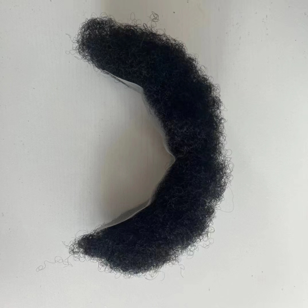 Malelionhair Afro Hairline Toupee For Black Men PU Base Kinky Curly 2 To 4MM Weave Frontal Hairpiece