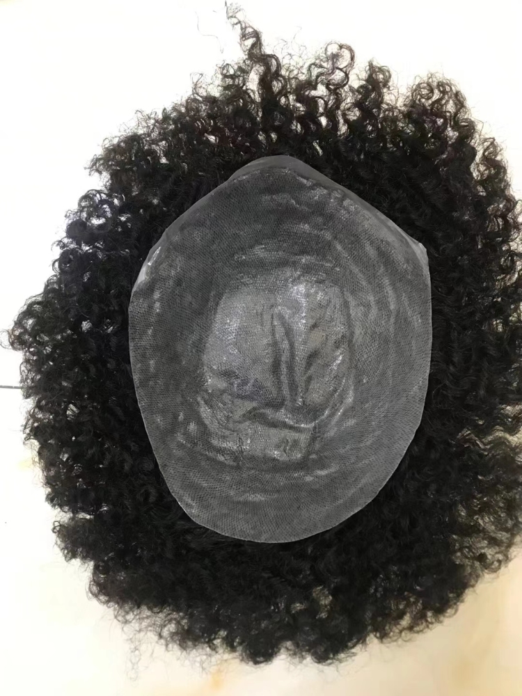 Malelionhair Afro Toupee Curly Hair Units For Black Men Full Skin Kinky Curly Afriacn American Mens Wig