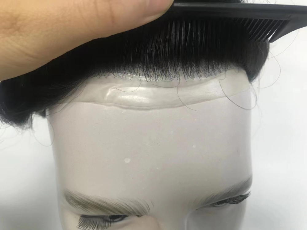 0.06MM Super Thin Skin Toupee for Men Hair Piece Invisible Ultra Thin Skin 0.06 MM V-Loop Mens Hair Replacement System