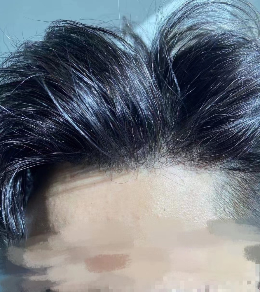 Malelionhair Toupee for Men Hair Piece Invisible Ultra Thin Skin 0.06 MM V-Loop Mens Hair Replacement System