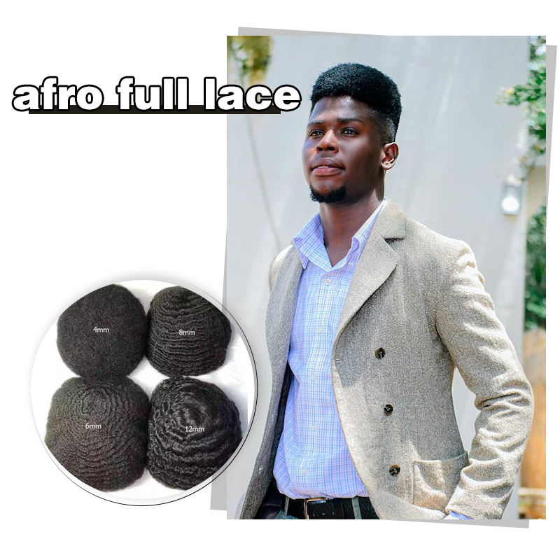Afro Full Swiss Lace Toupee For Black Men Kinky Curly Nonsurgical Mens Hair Replacement