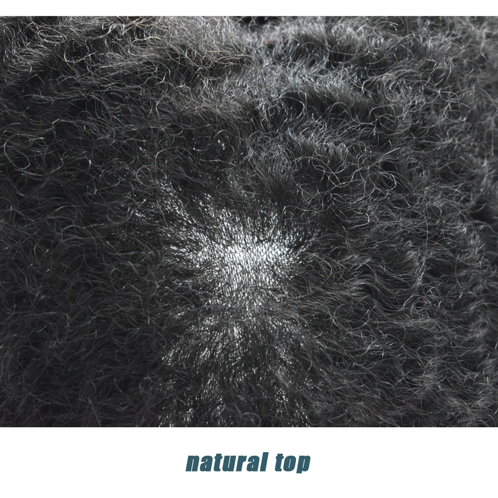 Q6 Afro Kinky Curly Mens Hair Units For African American Black Men Hair Replacement System Weave Hair Pieces For Men