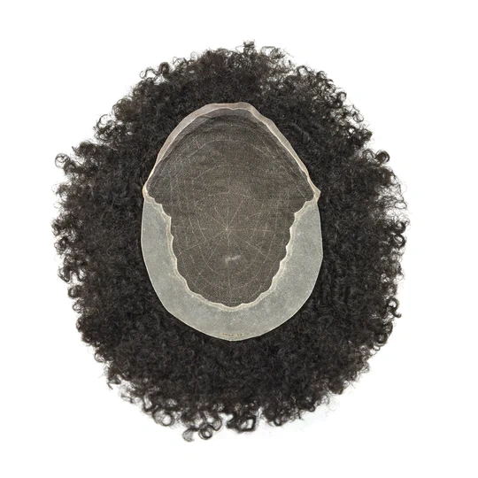 Q6 Afro Kinky Curly Mens Hair Units For African American Black Men Hair Replacement System Weave Hair Pieces For Men