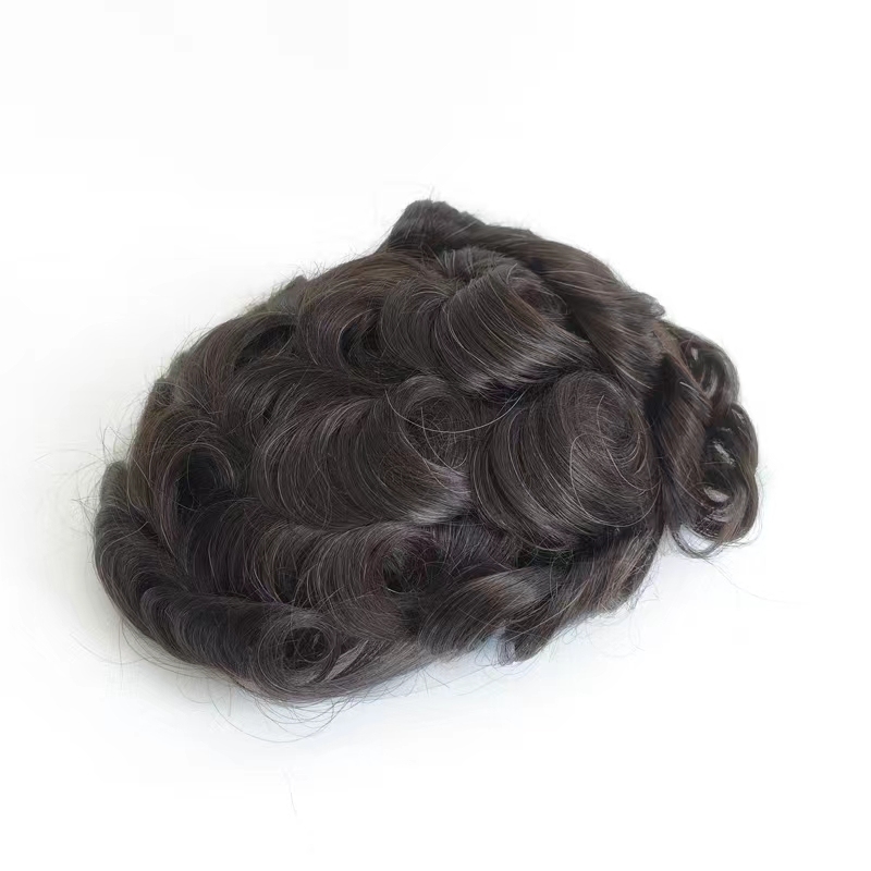 Toupee For Men French Lace Swiss Lace Front Natural Hairline Clear PU Around Breathable Mens Hair Piece
