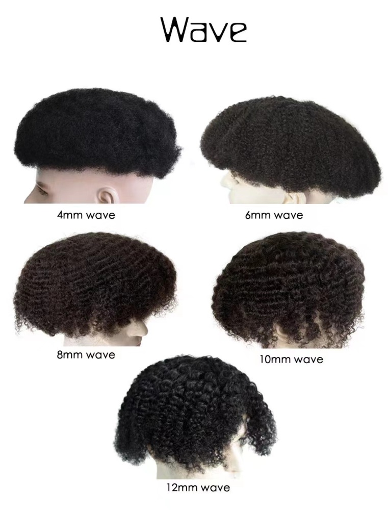 Full Thin Skin Afro Toupee For Men Curly Hair System For Black Men Wave Kinky Curly For Afriacn American
