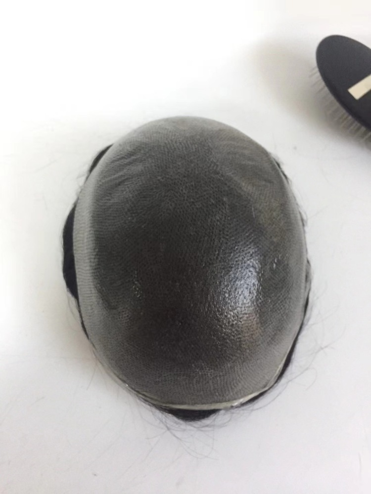 0.06MM Super Thin Skin Toupee for Men Hair Piece Invisible Ultra Thin Skin 0.06 MM V-Loop Mens Hair Replacement System