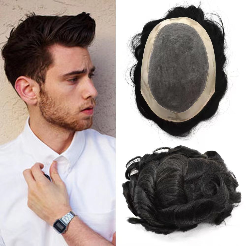 Malelionhair Mens Toupee Mono Lace+NPU Around Real Human Hair System Replacement For Men DURO MONO