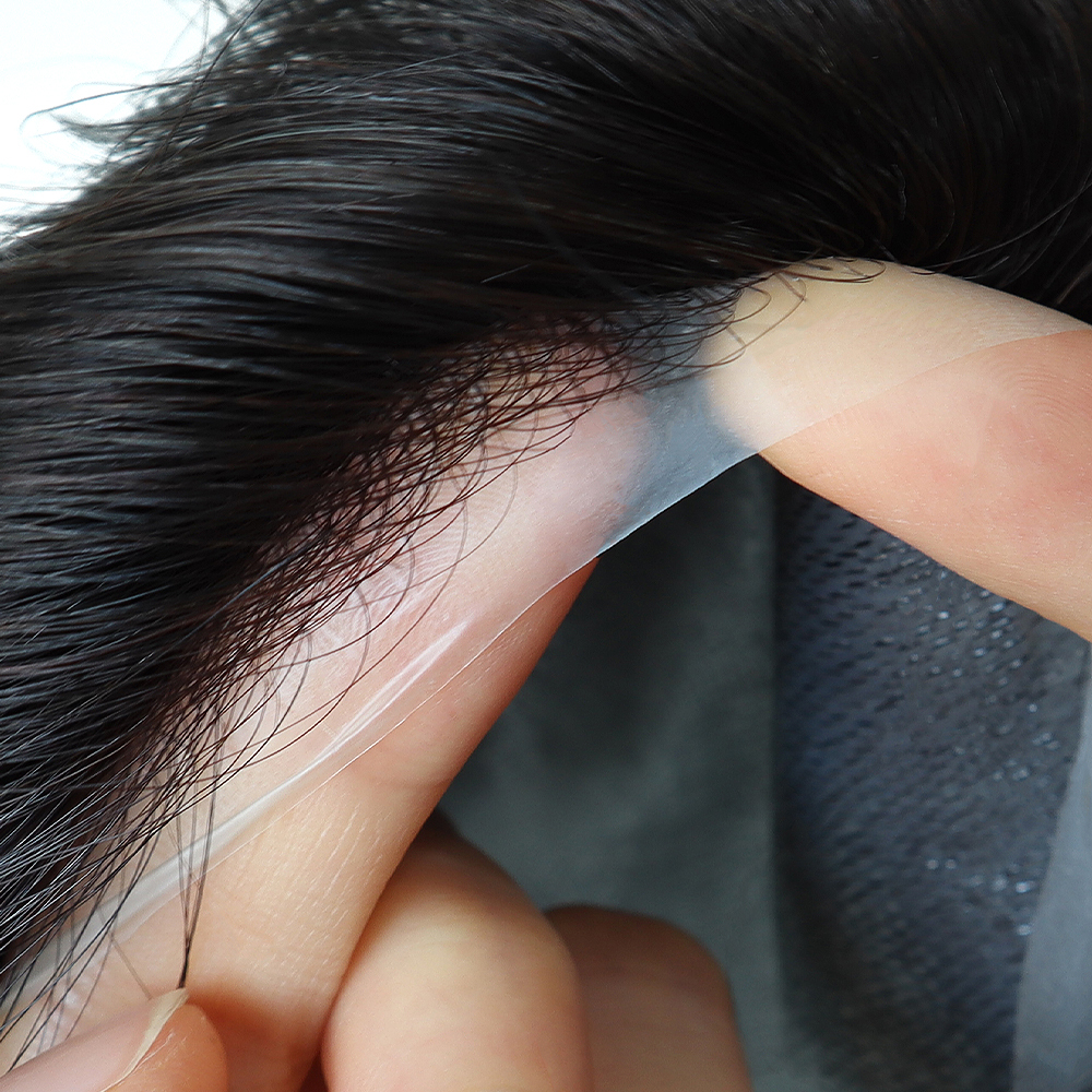 0.06MM Super Thin Skin Toupee for Men Hair Piece Invisible Ultra Thin Skin 0.06 MM V-Loop Mens Hair Replacement System