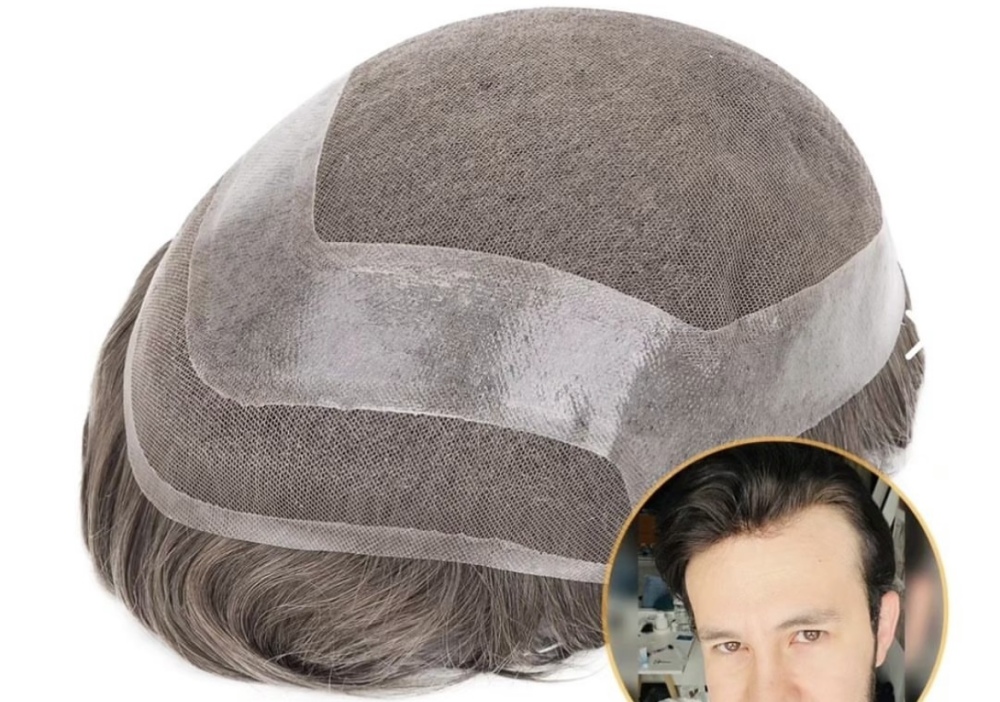 Hollywood Toupee For Men French Lace Swiss Lace Front Natural Hairline Clear PU Around Breathable Mens Hair Piece Malelionhair