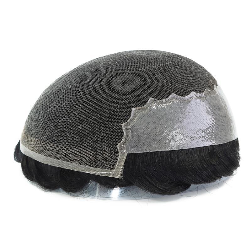 Q6 Malelionhair Toupee For Men French Lace Front Bleached Knots And Clear PU Human Hair System For Men Hot Sell In North America