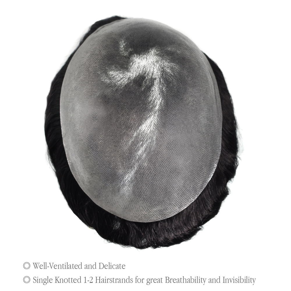 .10mm polythene Skin Mens Toupee Durable Hair System For Men