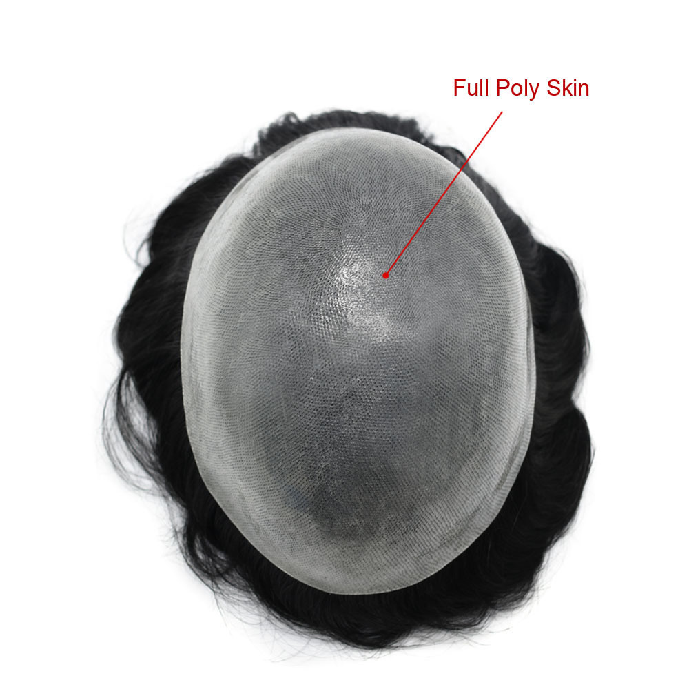 .10mm polythene Skin Mens Toupee Durable Hair System For Men