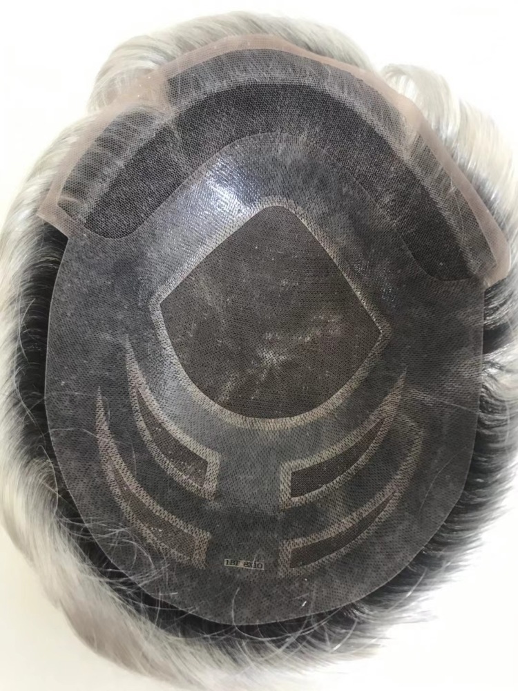 Blackgrey Mens toupee color 1BT BLACK and grey hair color human hair system for men