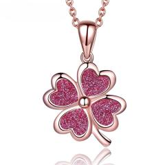 Real 925 Sterling Silver Necklace Lucky Four Leaf Clover Pendants Necklaces For Women Party Gift Fine Jewelry With Chain