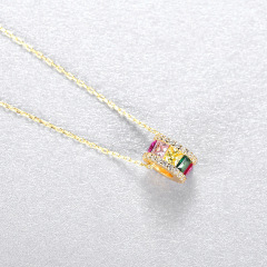 925 sterling silver pendant with colourful zirconia necklace with simple and fashionable small waist collarbone chain