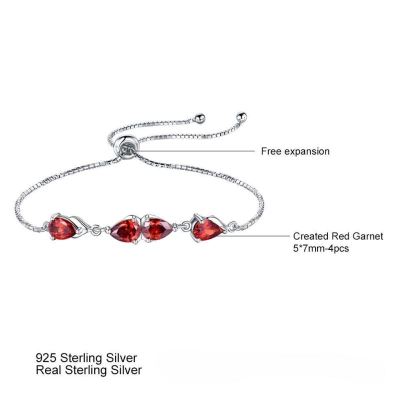 Created Garnet Gemstone Jewelry Real 925 Sterling Silver Bracelets & Bangles Romantic Wedding Engagement Jewelry For Women
