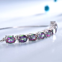 Genuine Rainbow Mystic Topaz Bracelets &amp; Bangles Real 925 Sterling Silver Bracelets For Women Free Expansion Fine Jewelry