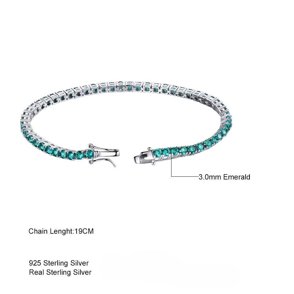 Luxury Created Nano Green Emerald Gemstone Tennis Bracelet Real 925 Sterling Silver Bracelets & Bangles Romantic For Women Gifts